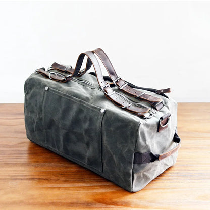 Retro Waxed Canvas Gym Duffel Bag