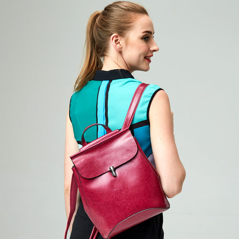 Genuine Leather Waxed Cowhide Backpack