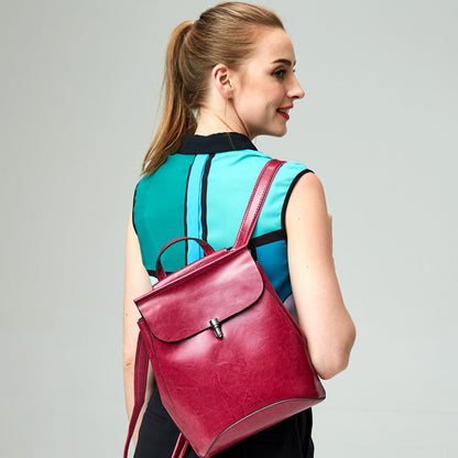 Genuine Leather Waxed Cowhide Backpack