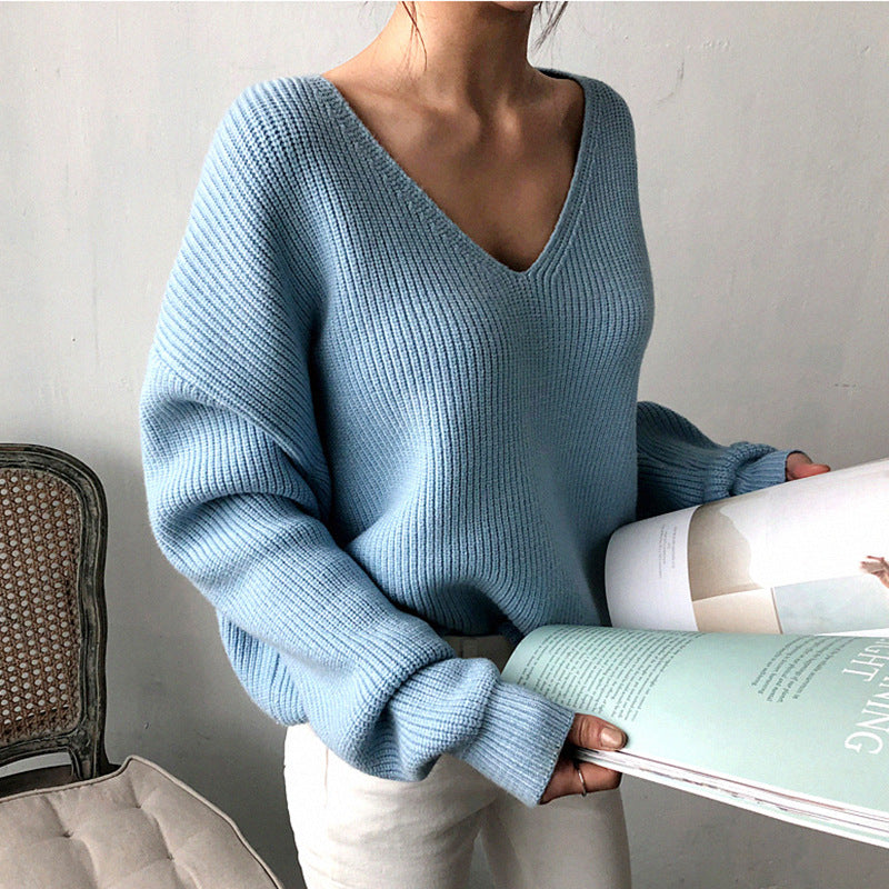 Casual Irregular Hem Knitted Sweater Top