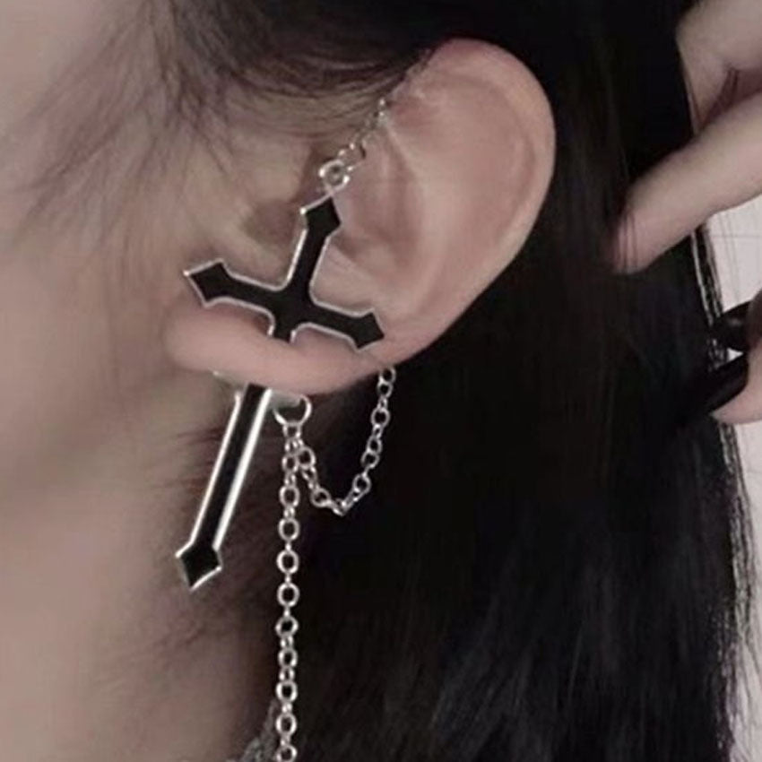 Fashionable Exaggerated Bunny Cross Chain Earrings