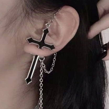 Fashionable Exaggerated Bunny Cross Chain Earrings