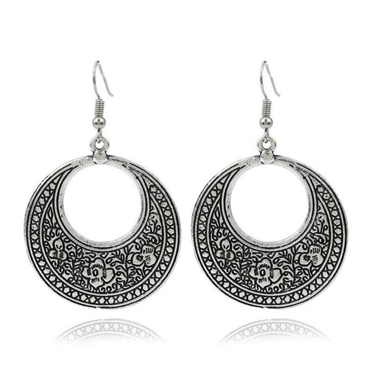 Boucles d'oreilles de plage circulaires vintage - Pendantes longues style bohème