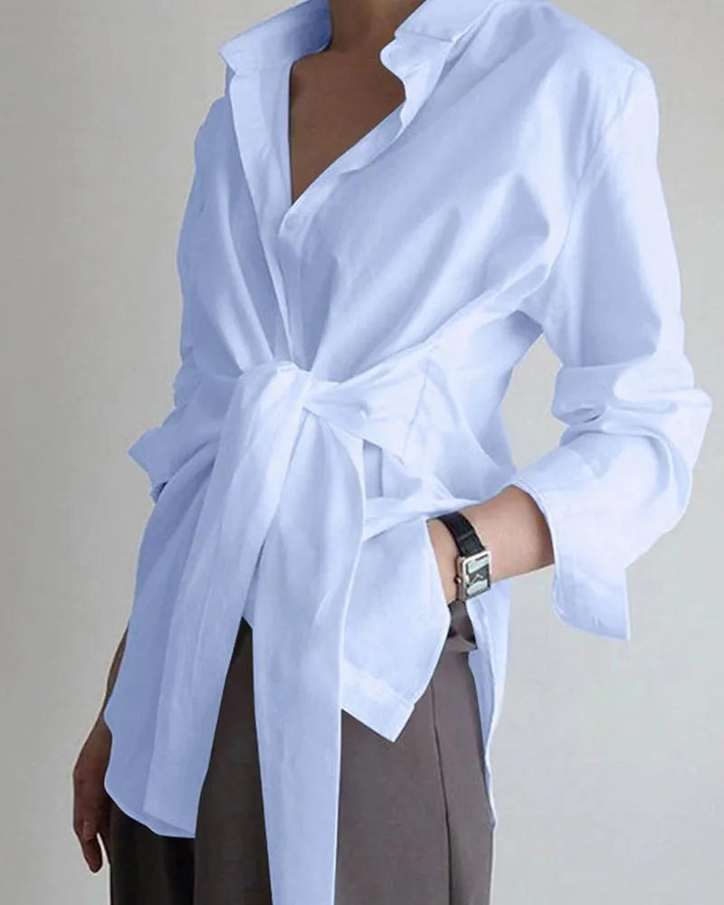 Chemise décontractée ample à manches longues pour femme