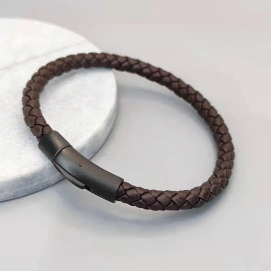 Titanium Steel Braided Leather Bracelets