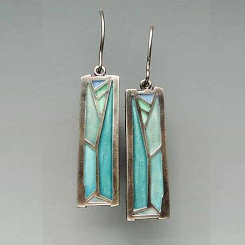 Colorful Mosaic Drop Earrings with Opal Accents