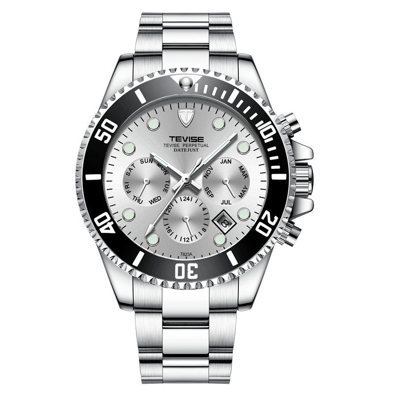 Montre Automatique Étanche Tevise 823 Six Aiguilles pour Homme