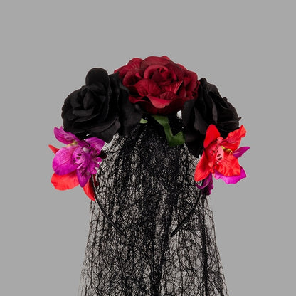 Rose Floral Headband for Day of the Dead Celebration