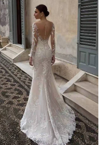 Lace Palace Tail Evening Dress for Women