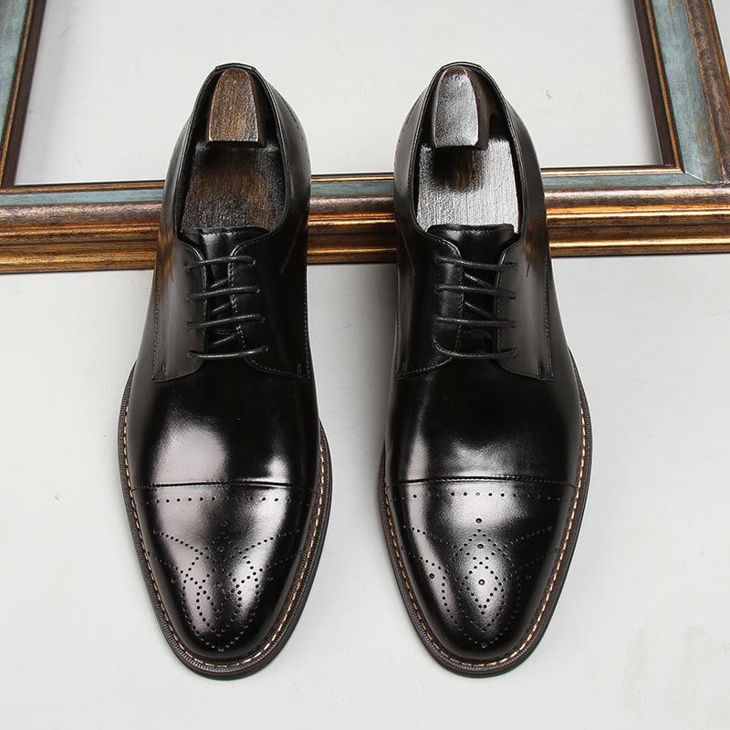 Chaussures de mariage en cuir sculpté à trois têtes pour le marié