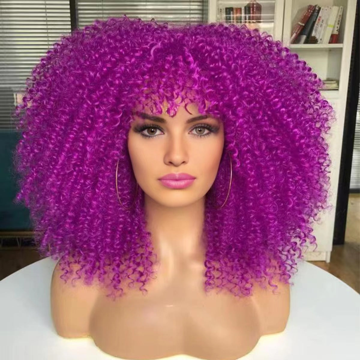 New Short Curly African American Wigs with Rose Net