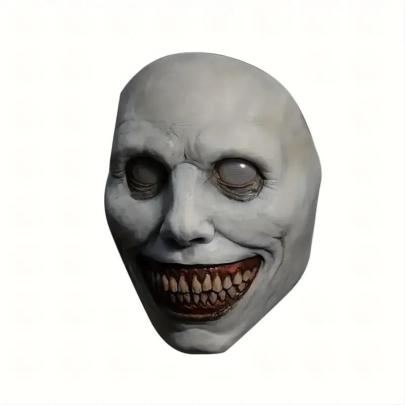 Smiling Demon White Eyes Latex Mask for Halloween Costume