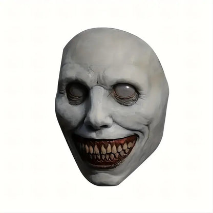 Smiling Demon White Eyes Latex Mask for Halloween Costume