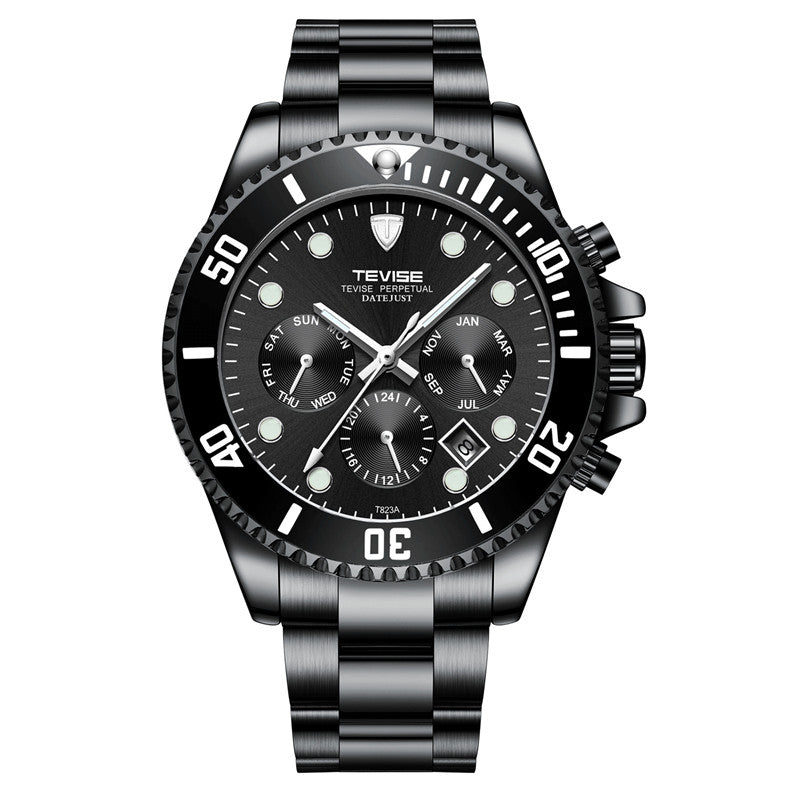 Montre Automatique Étanche Tevise 823 Six Aiguilles pour Homme