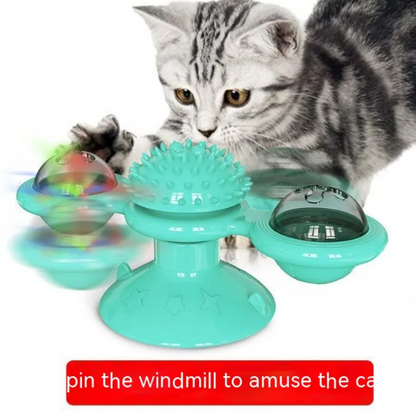 PlayLab Collection - Rotating Windmill Cat Teaser Toy with Light