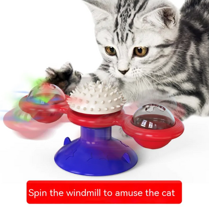PlayLab Collection - Rotating Windmill Cat Teaser Toy with Light