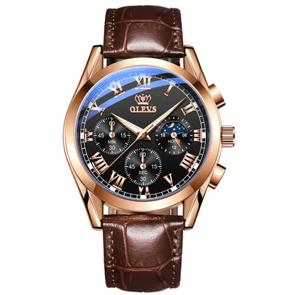 Men's Multifunctional Waterproof Luminous Quartz Watch