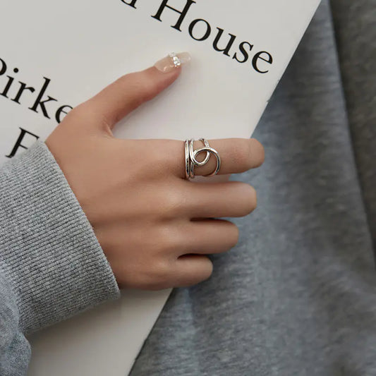 Minimalist Winding Line Sterling Silver Ring