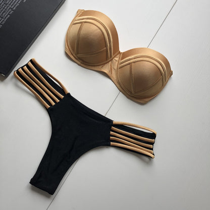 Maillot de bain bikini moderne taille haute pour femme