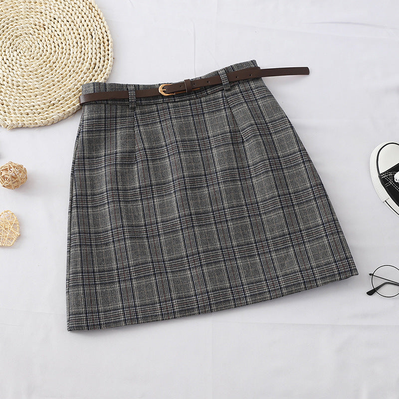 A-line Short Plaid Autumn Skirt