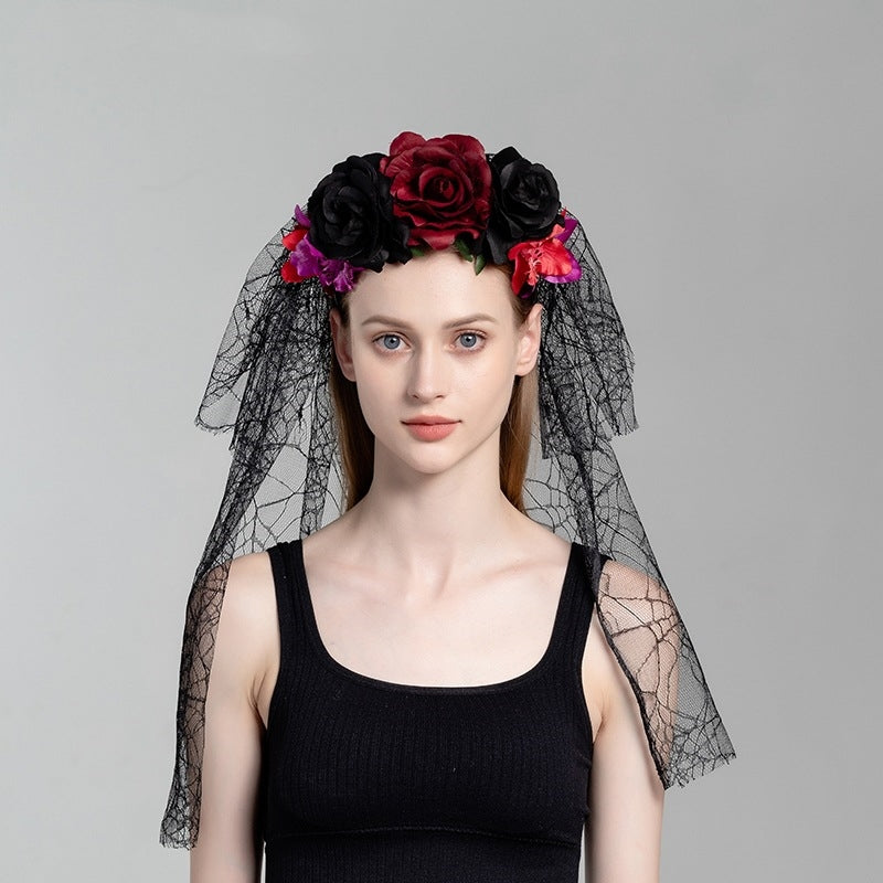 Rose Floral Headband for Day of the Dead Celebration