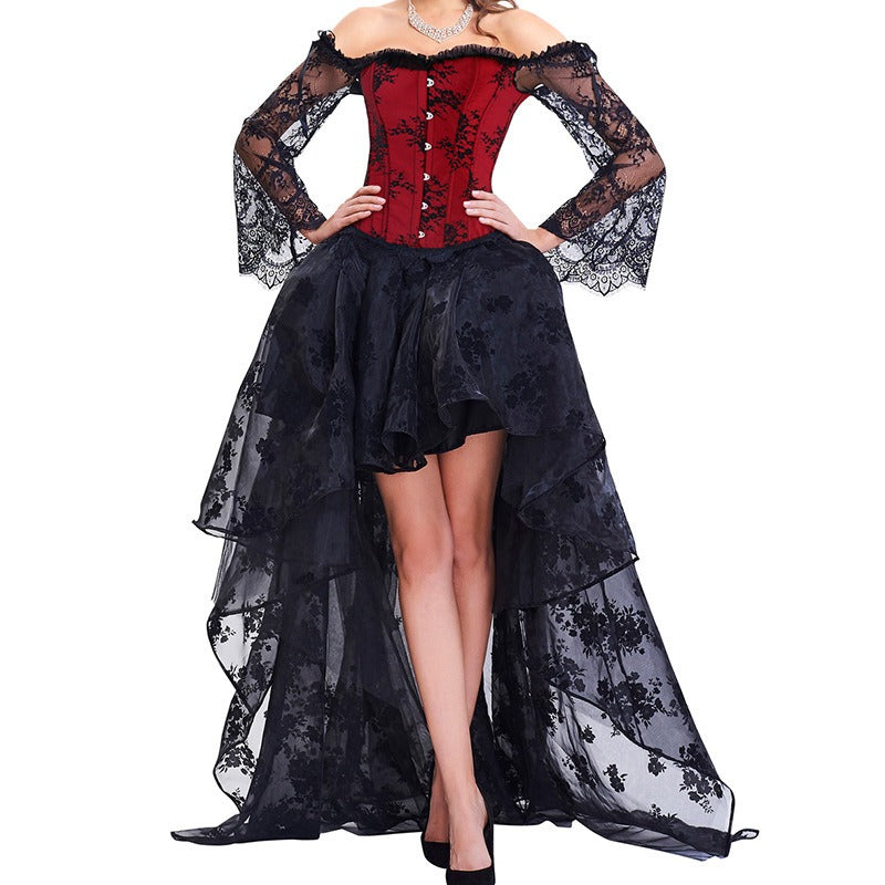 Day of the Dead Corset & Lace Skirt Two-Piece Set