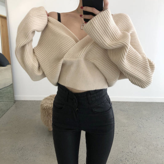 Women's Cross V-Neck Warm Sweater