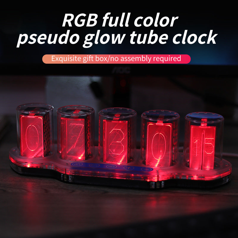 RGB Neon Tube Clock - Creative Desktop Decor