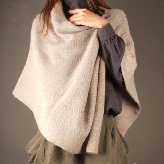 Loose Cashmere Knit Shawl Cape for Women