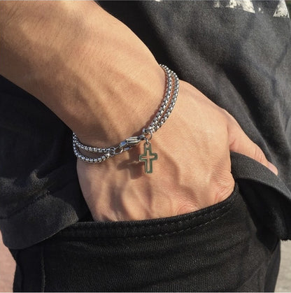Stainless Steel Cross Bracelet - Stylish and Versatile
