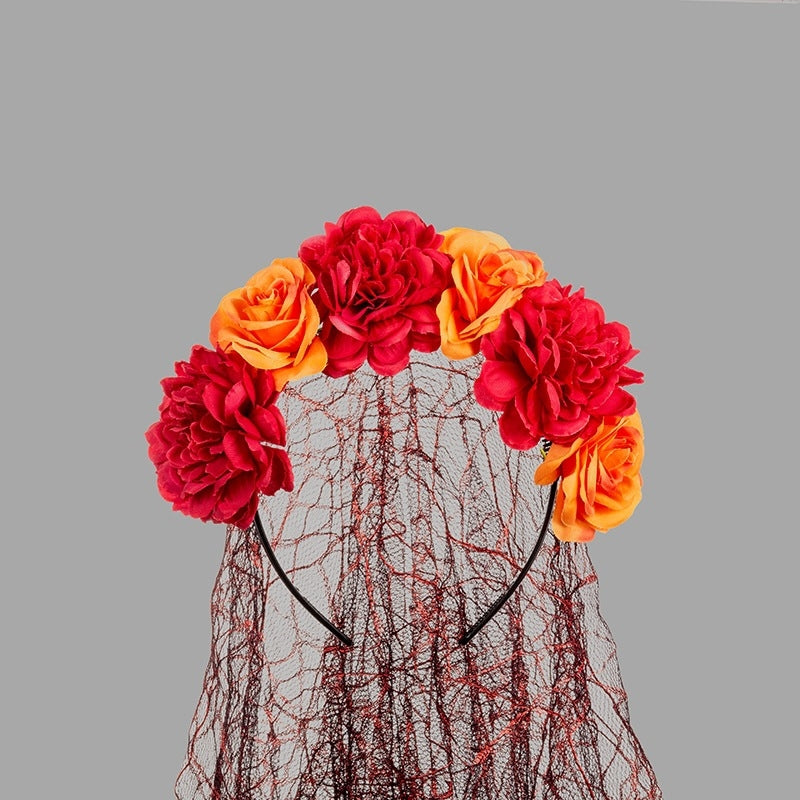 Rose Floral Headband for Day of the Dead Celebration