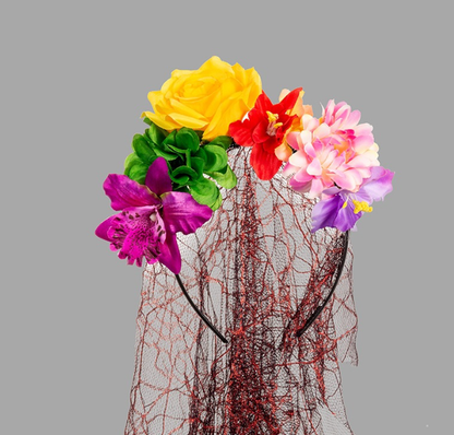 Rose Floral Headband for Day of the Dead Celebration