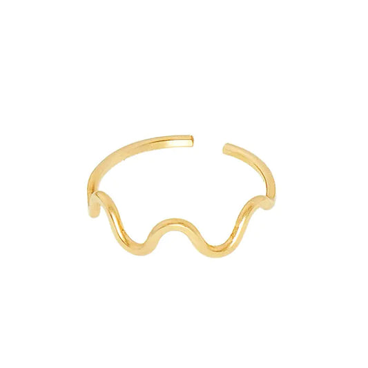 Minimalist Gold Wave Ring for Women