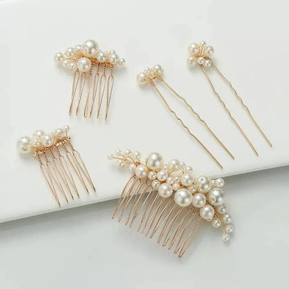Vintage Baroque Pearl Hairpin Bridal Headpiece Set