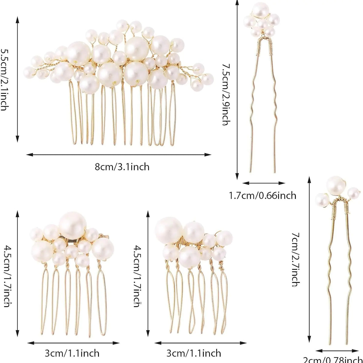 Vintage Baroque Pearl Hairpin Bridal Headpiece Set