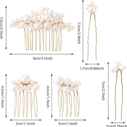 Vintage Baroque Pearl Hairpin Bridal Headpiece Set