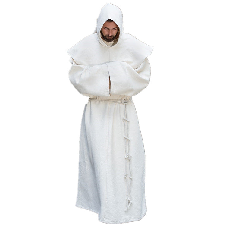 Men's Vintage Medieval Hooded Cape with Long Sleeves