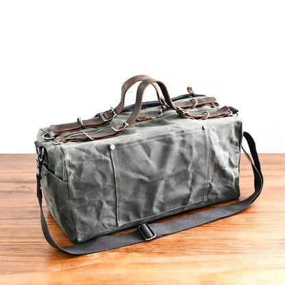 Retro Waxed Canvas Gym Duffel Bag