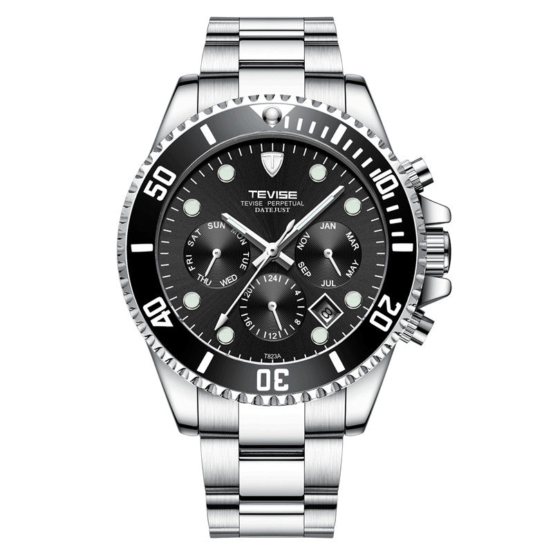 Montre Automatique Étanche Tevise 823 Six Aiguilles pour Homme