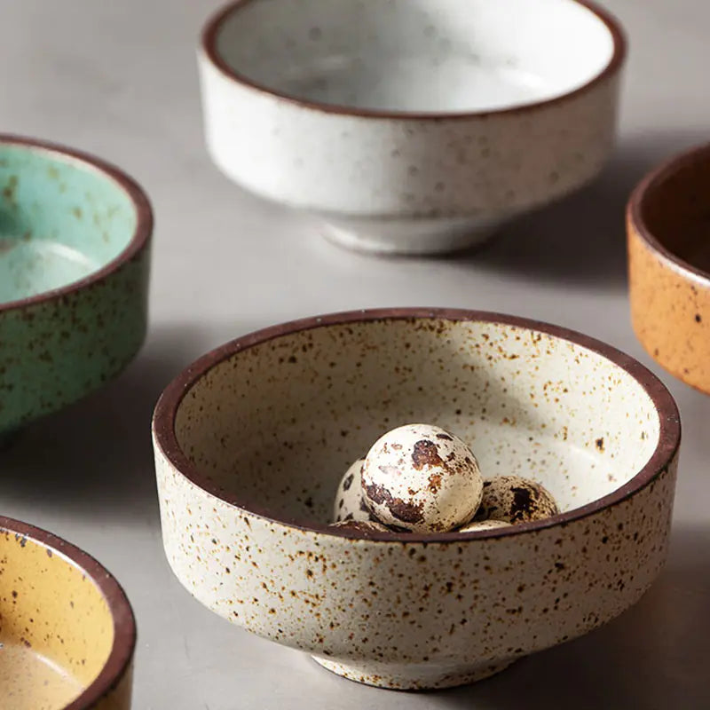 Bol à riz en poterie rugueuse de style japonais créatif rétro