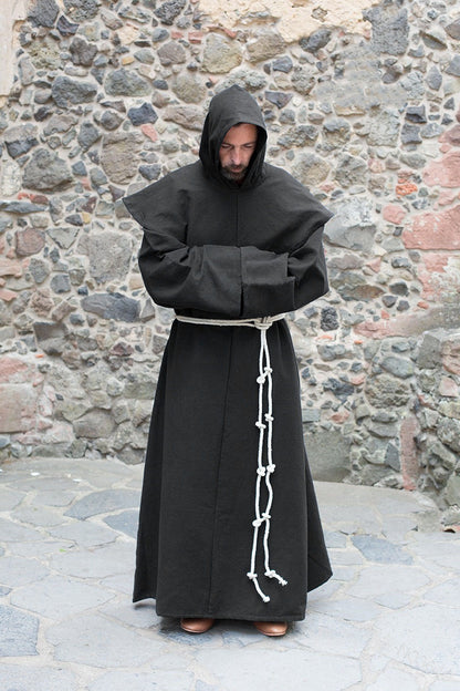 Men's Vintage Medieval Hooded Cape with Long Sleeves