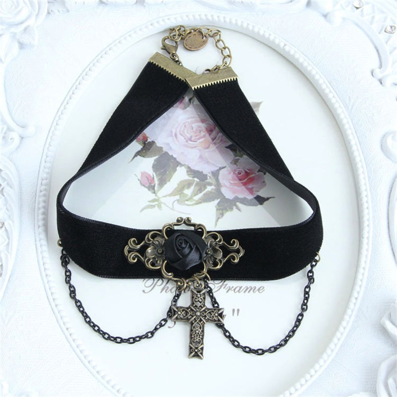 Gothic Cross Necklace with Punk and Japanese Style