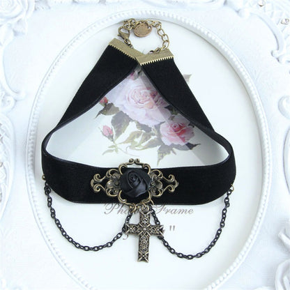 Gothic Cross Necklace with Punk and Japanese Style