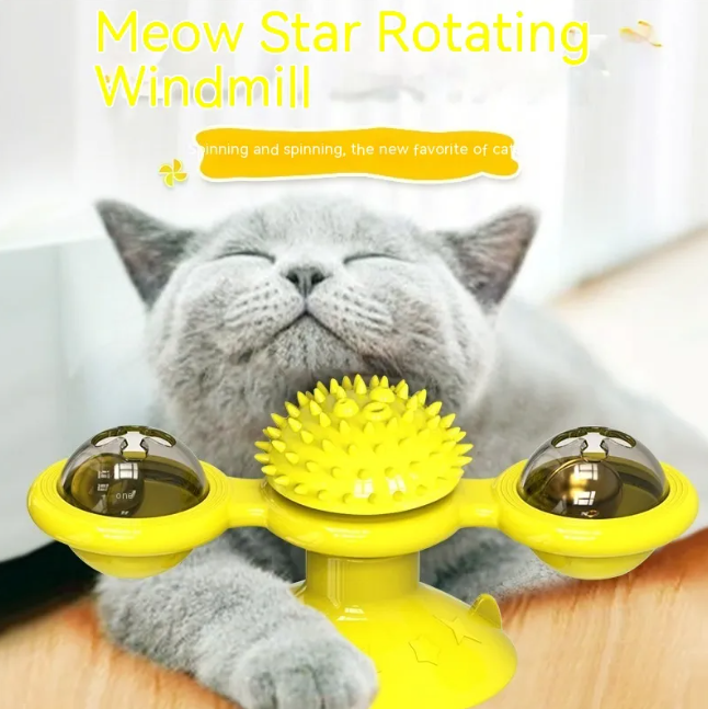 PlayLab Collection - Rotating Windmill Cat Teaser Toy with Light
