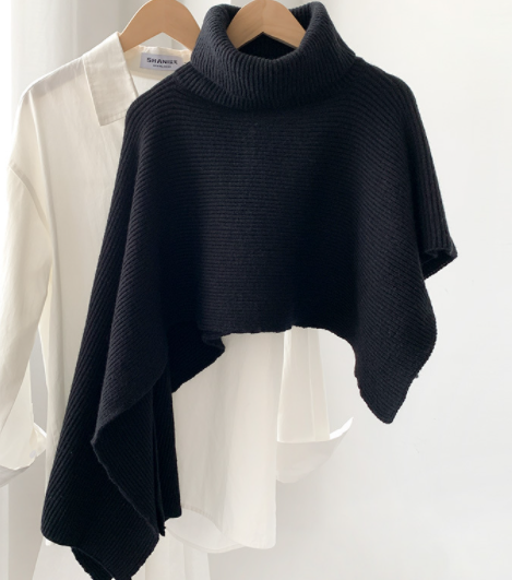 Loose Cashmere Knit Shawl Cape for Women