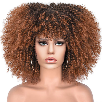 New Short Curly African American Wigs with Rose Net