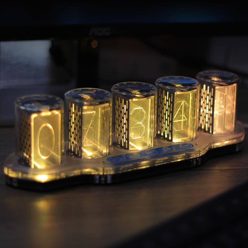 RGB Neon Tube Clock - Creative Desktop Decor