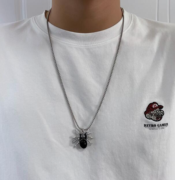 Red Diamond Spider Necklace & Heart Angel Gemstone Jewelry