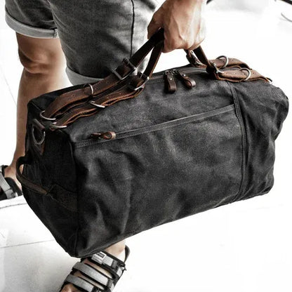 Retro Waxed Canvas Gym Duffel Bag