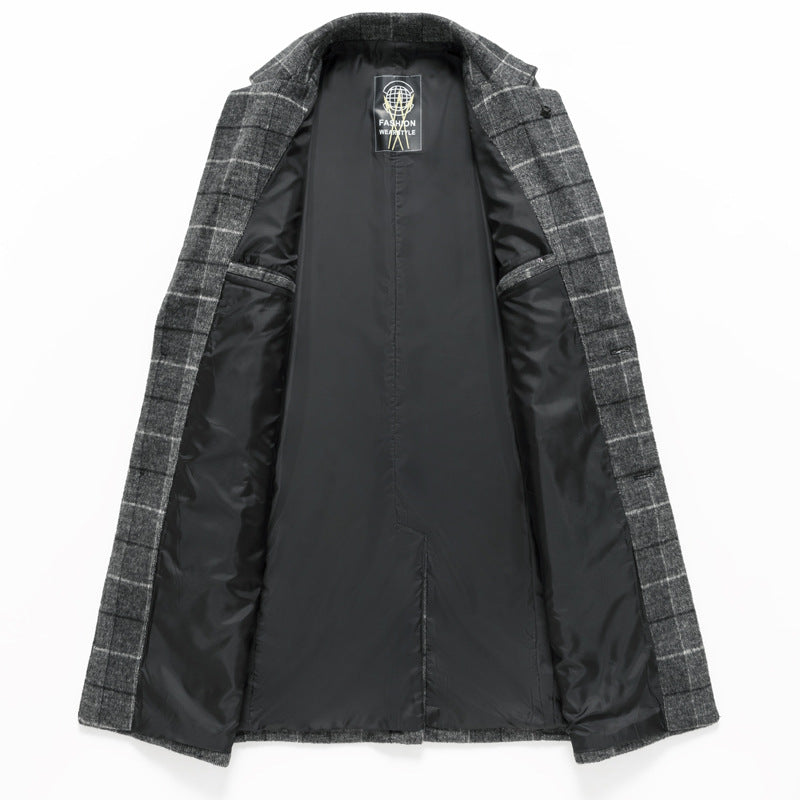 Manteau de laine mi-long de couleur unie pour homme, style chic décontracté